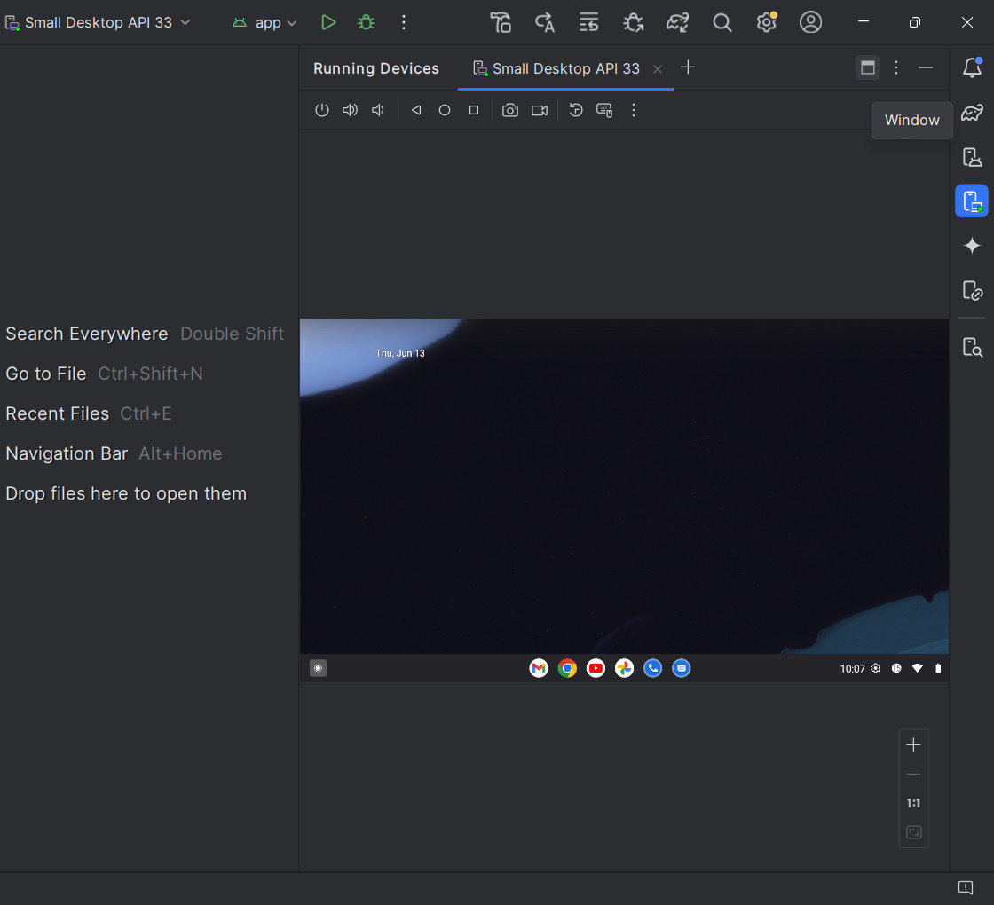 Android Studio View Mode Window