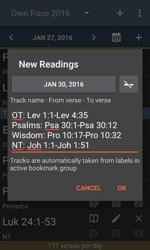 Add reading own pace progress tracker