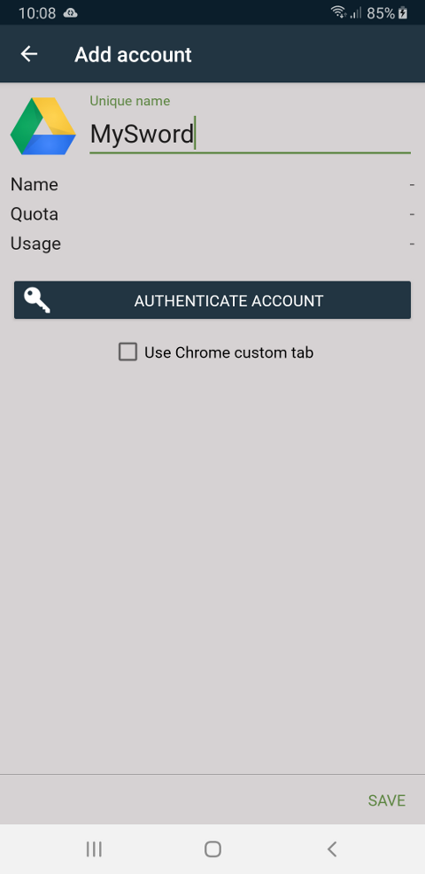 Foldersync Lite create account